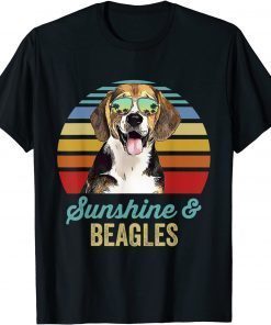 Sunshine Beagles Dog Retro Sunset Beach Vibe T-Shirt