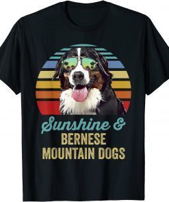 Sunshine Bernese Mountain Dogs Sunset Beach Vibe Gift T-Shirt