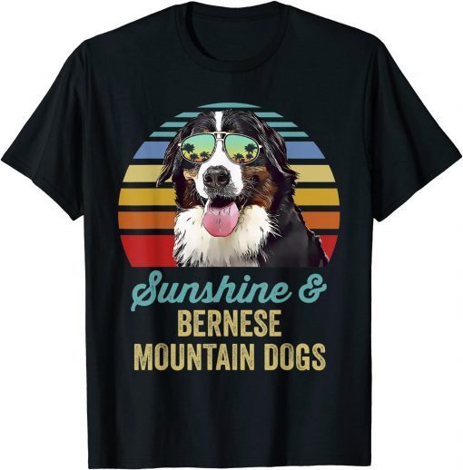 Sunshine Bernese Mountain Dogs Sunset Beach Vibe Gift T-Shirt