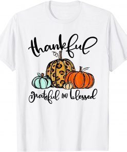 Thankful Grateful Blessed Leopard Plaid Thanksgiving 2021 Shirt