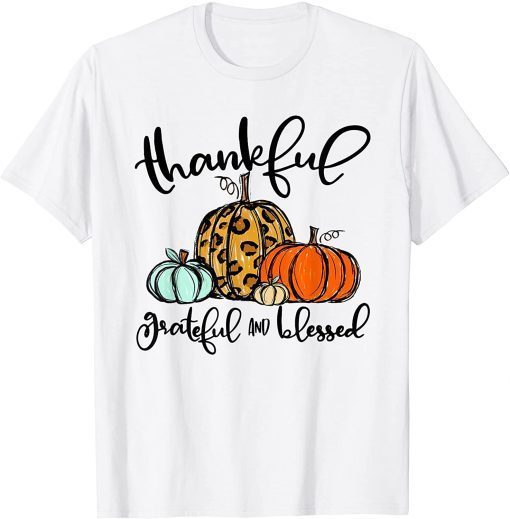 Thankful Grateful Blessed Leopard Plaid Thanksgiving 2021 Shirt