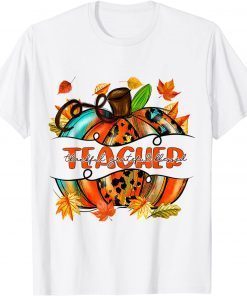 Thankful Grateful Blessed Plaid Leopard Pumpkin Thanksgiving 2021 T-Shirt