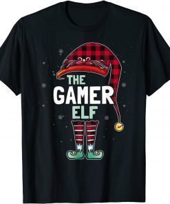 The Gamer Elf Christmas Red Buffalo Plaid Pajama T-Shirt