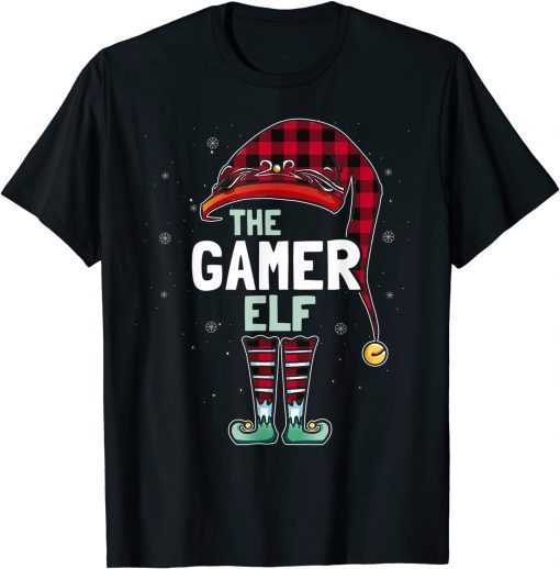 The Gamer Elf Christmas Red Buffalo Plaid Pajama T-Shirt