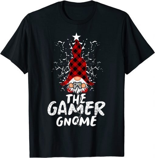 The Gamer Gnome Buffalo Plaid Matching Family Christmas T-Shirt