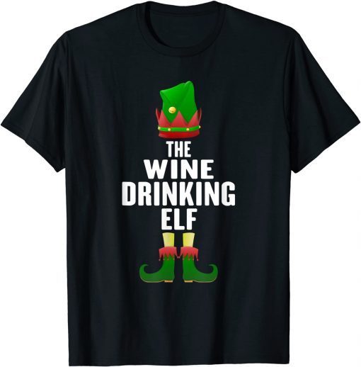 The Wine Drinking Elf Matching Family Group Christmas Pajama T-Shirt