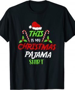 This Is My Christmas Pajama Santa Hat Xmas Lights 2021 Gift Shirt