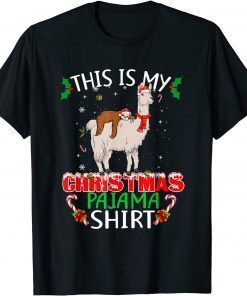 This Is My Christmas Pajama Santa Sloth Riding Llama Classic Shirt