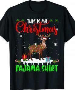 This Is My Christmas Pajama Santa Xmas Lights Deer Gift Shirt