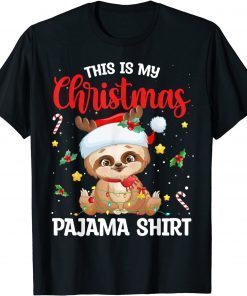 This Is My Christmas Pajama Shirt Sloth Santa Hat Limited Shirt