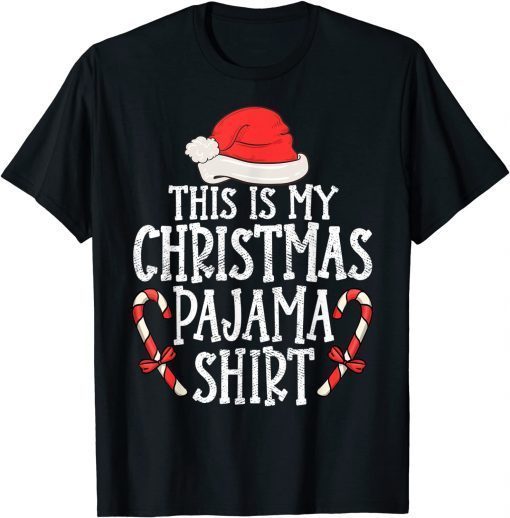 This Is My Christmas Pajama santa hat Xmas Lights 2022 T-Shirt