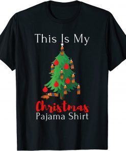 This Is My Christmas Tree Pajama Santa Drinking Bourbon T-Shirt