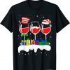Three Glass Of Red Wine Christmas Matching Unisex T-Shirt