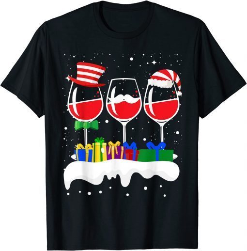 Three Glass Of Red Wine Christmas Matching Unisex T-Shirt