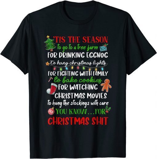 Tis The Season Christmas Pajama Xmas Lights Unisex Shirt