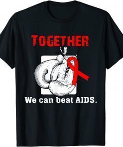 Together we can beat AIDS boxing gloves red ribbon Unisex Shirt