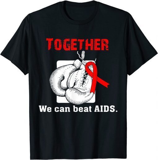 Together we can beat AIDS boxing gloves red ribbon Unisex Shirt