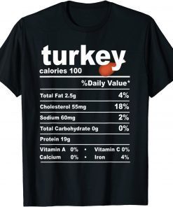 Turkey Nutritional Facts Thanksgiving Christmas Costume Classic Shirt