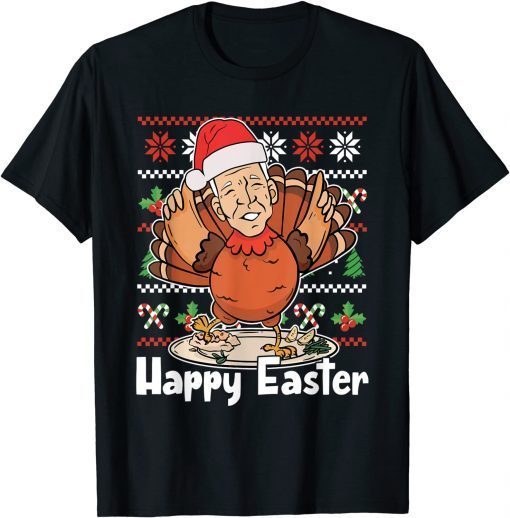 Ugly Christmas Santa Joe Biden Turkey Happy Easter Classic Shirt