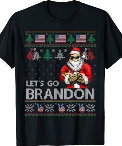 Ugly Christmas Sweater Brandon American Flag Let's Go Santa Gift Shirt