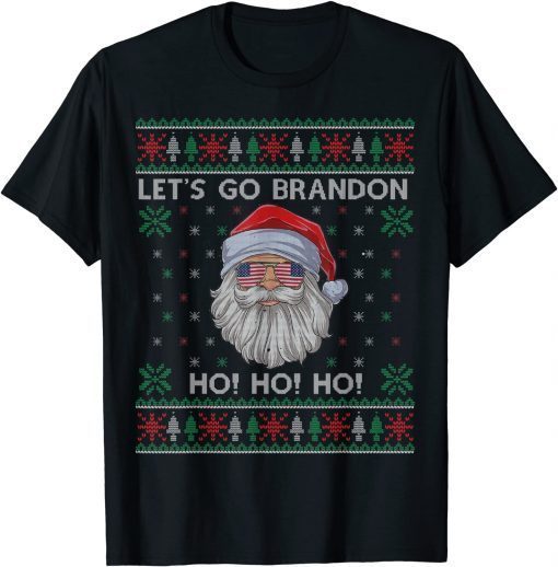 Ugly Christmas Sweater Let's Go Santa Brandon American Flag Classic Shirt