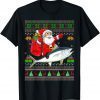 Ugly Xmas Santa Claus Riding Tuna Fish Christmas Gift Shirt