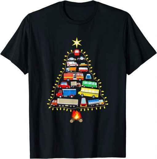 Vehicles Christmas Tree Bonfire Camping Unisex Shirt