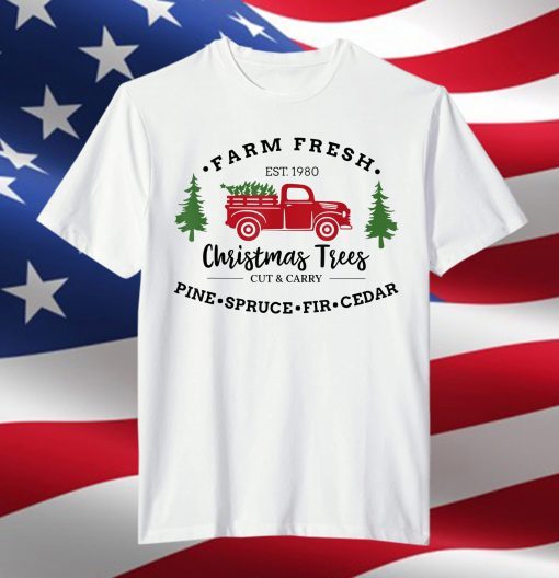 Vintage Farm Fresh Merry Christmas Xmas Tree Christmas Farm T-Shirt