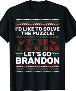 Vintage Let's Go Brandon US Solve The Puzzle Sarcastic Unisex Shirt