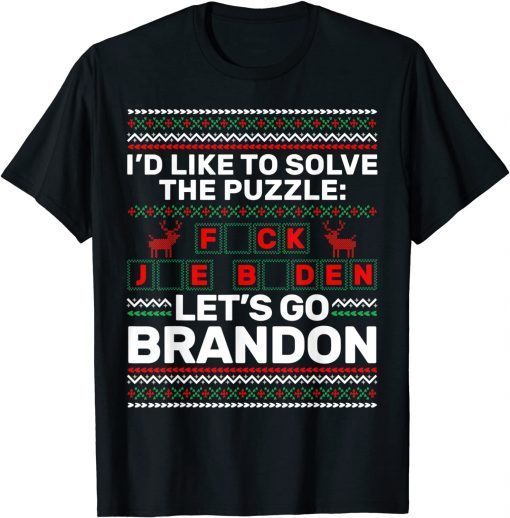 Vintage Let's Go Brandon US Solve The Puzzle Sarcastic Unisex Shirt