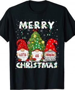 Vintage Merry Christmas Let's go Gnomies brandon Anti Biden 2021 Shirt