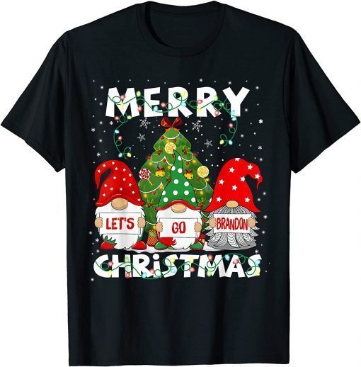 Vintage Merry Christmas Let's go Gnomies brandon Anti Biden 2021 Shirt