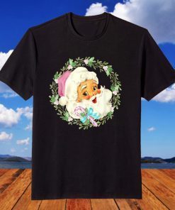 Vintage Pink Santa Claus Pink Christmas T-Shirt