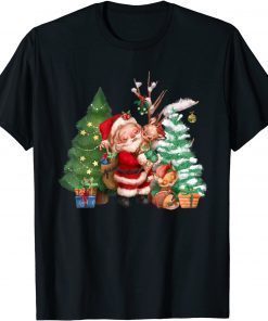 Vintage Santa Hugging a Reindeer Sweet Christmas Unisex Shirt