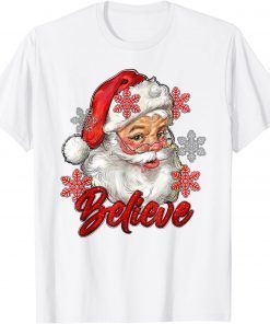 Vintage Snow And Santa Claus Merry Christmas Believe Christ Limited Shirt