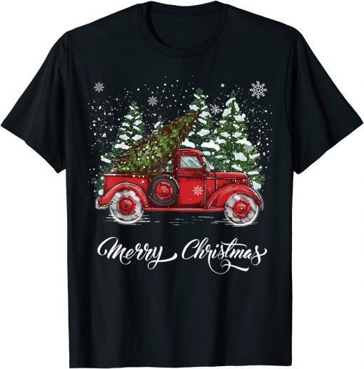 Vintage Style Farm Red Truck with Christmas Tree Classic Shirt