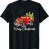 Vintage Wagon Christmas Tree On Xmas Red Truck Gift T-Shirt
