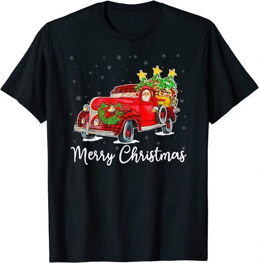 Vintage Wagon Christmas Tree On Xmas Red Truck Gift T-Shirt