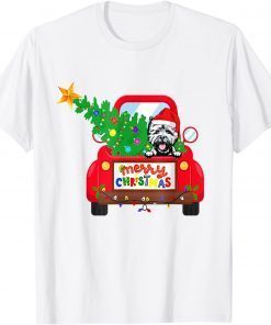 West Highland White Terrier Dog Riding Red Truck Christmas 2021 Shirt