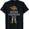 Winer Drinking Elf Matching Family Group Christmas Pajama Classic Shirt