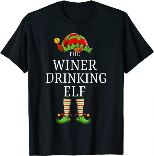 Winer Drinking Elf Matching Family Group Christmas Pajama Classic Shirt