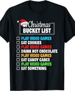 Xmas Bucket List Santa Hat Video Gamer Christmas Unisex Shirt