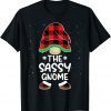 sassy Gnome Buffalo Plaid Matching Family Christmas Pajama T-Shirt