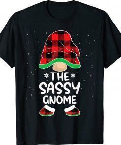 sassy Gnome Buffalo Plaid Matching Family Christmas Pajama T-Shirt