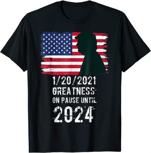 01/20/2021 Greatness On Pause Until 2024 Pro Trump USA Flag Classic Shirt