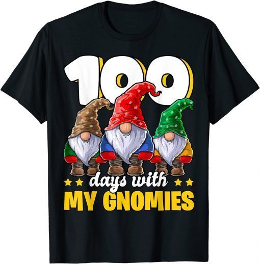 100 Days with My Gnomies Happy 100th Day of School Gnome Gift T-Shirt