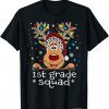 1st Grade Squad Plaid Reindeer Santa Hat Teacher Christmas Unisex Shirt