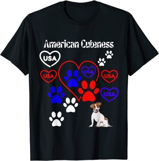 American Cuteness Flag Colors Dog Paw Gift Shirt