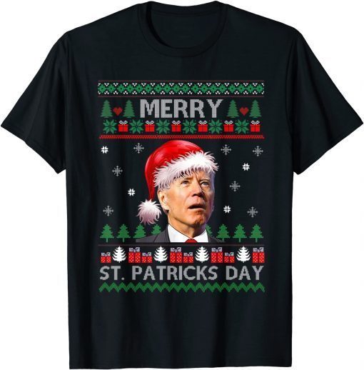 Anti Biden Merry St. Patricks Day Ugly Christmas T-Shirt