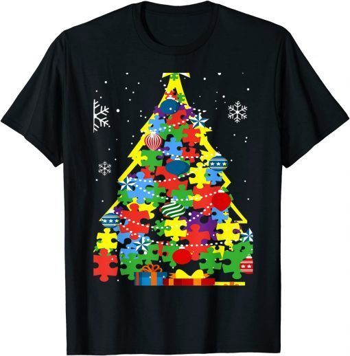 Autism Merry Christmas Autism Awareness Puzzel Xmas Pajama Unisex Shirt